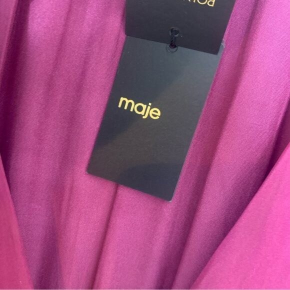Maje Rianne Pleated Mini Dress Rose Magenta Size S NWT - Picture 10 of 15
